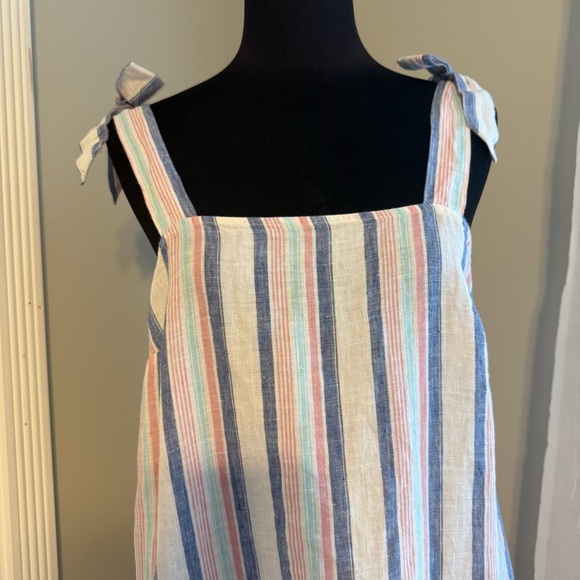 Crown & Ivy Linen Multicolor Striped Dress NWT Size M - Picture 2 of 9